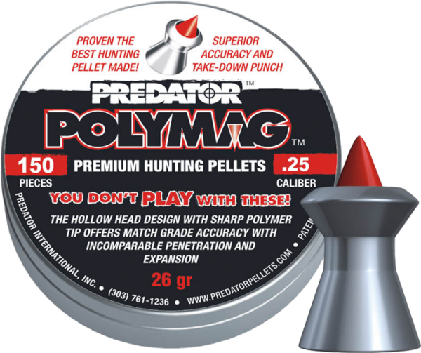 JSB Predator Polymag .25 cal 26g 150/tin